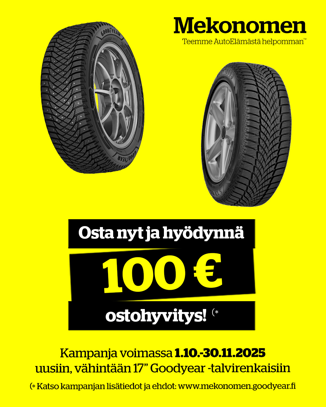 GoodYear cashback syksy 2025 Mekonomen feed